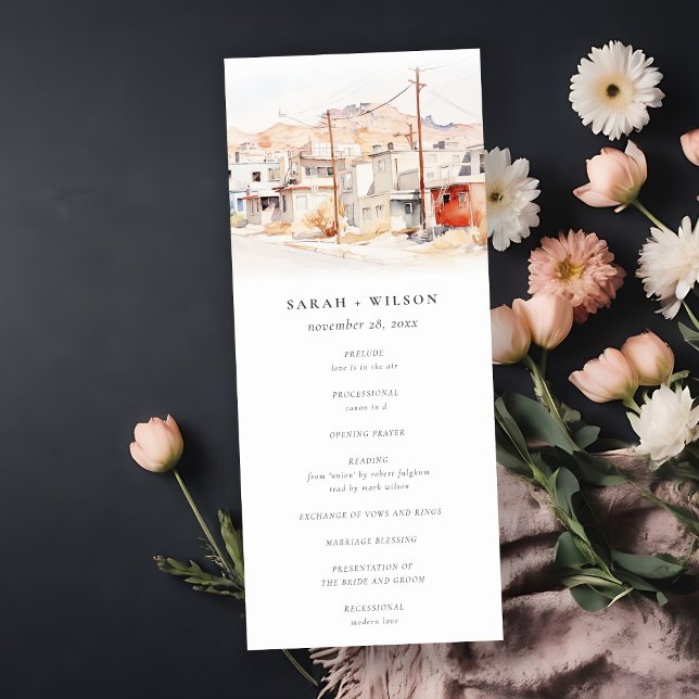 Chic El Paso Texas City Scape Wedding Program Invitation (Creator Uploaded)