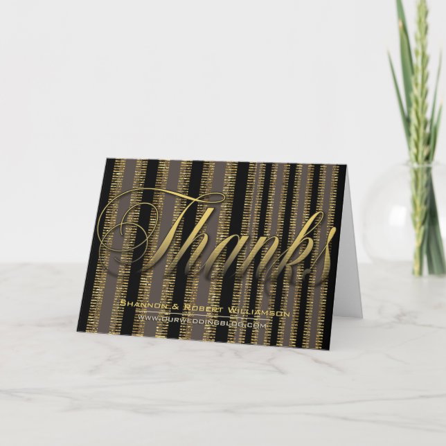Chic Elegance Black Gold Thank You Card (Front)