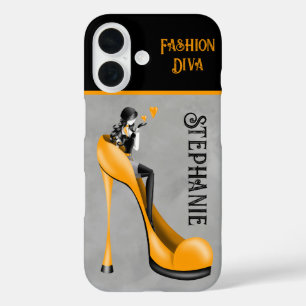 Chic Elegance: Fashionable Lady Blowing a Kiss iPhone 16 Case