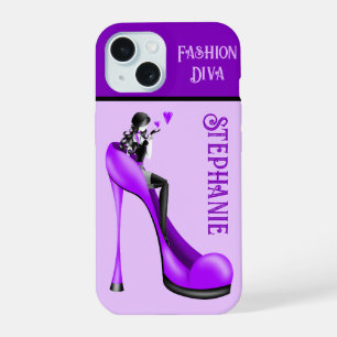 Chic Elegance: Fashionable Lady Blowing a Kiss iPhone 15 Case