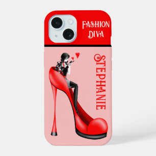Chic Elegance: Fashionable Lady Blowing a Kiss iPhone 15 Case