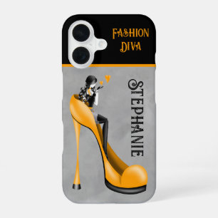 Chic Elegance: Fashionable Lady Blowing a Kiss iPhone 16 Case