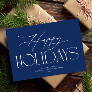 Chic Elegance Happy Holidays Non-Photo Business Holiday Card