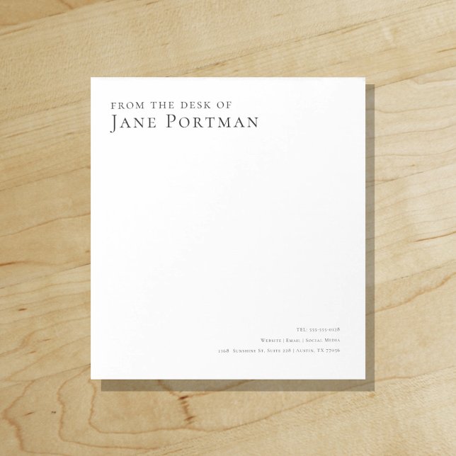 Chic Elegance | Modern | From the Desk of | Notepad ("Everyday is abundantly beautiful." 
Sincerely Best Wishes from Lucky Design World)