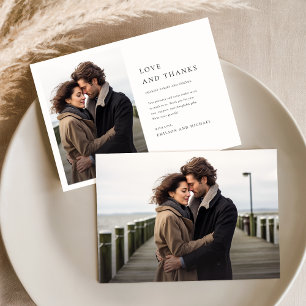 Chic Elegant 2 Photo Wedding Thank You Card