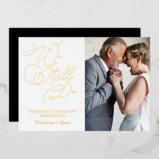 Chic Elegant Anniversary Vow Renewal Photo (Front/Back)