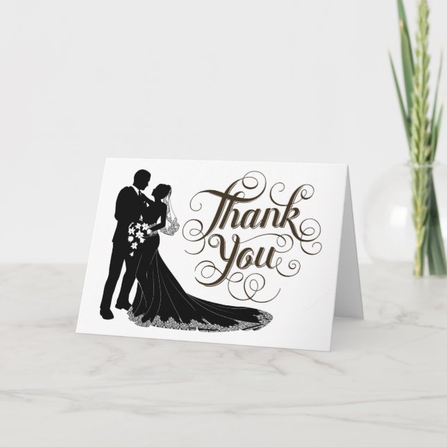 Chic Elegant Black and White Wedding Thank You (Front)