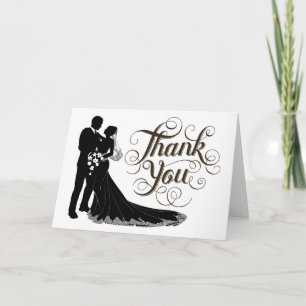 Chic Elegant Black and White Wedding Thank You Card