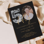 Chic Elegant Black Gold Photo Script 50th Birthday Invitation<br><div class="desc">Chic Elegant Black Gold Photo Script 50th Birthday Invitation</div>
