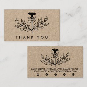 Chic Elegant Black Lily ORDER THANK YOU Kraft Business Card