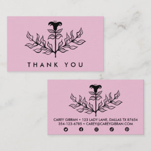 Chic Elegant Black Lily ORDER THANK YOU Soft Pink Business Card