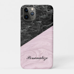 Chic Elegant Black Pink Marble Personalised iPhone 11 Pro Case