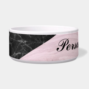 Chic Elegant Black Pink Marble Personalised Dog