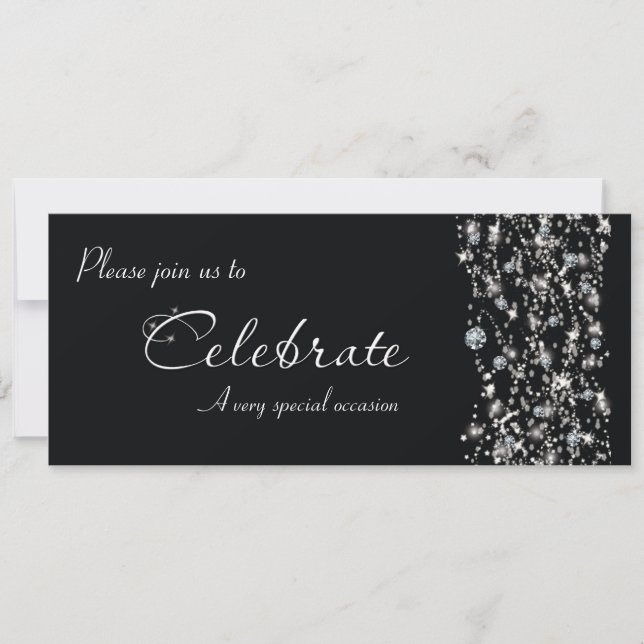 Chic Elegant Black Sparkle Event Party Invitation (Front)