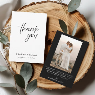 Chic Elegant Black Tie Wedding Thank You Card