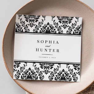 Chic Elegant Black White Damask Wedding Napkin