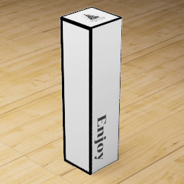 Chic Elegant Black White Script Christmas Tree Wine Box