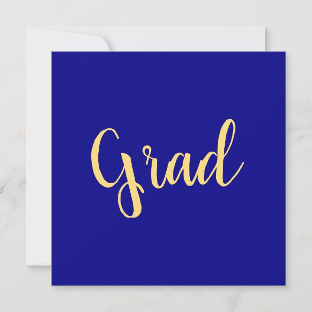 Chic Elegant Blue Golden Yellow Graduation Script (Front)