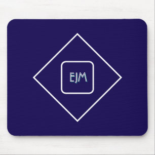 Chic elegant blue monogrammed mouse mat