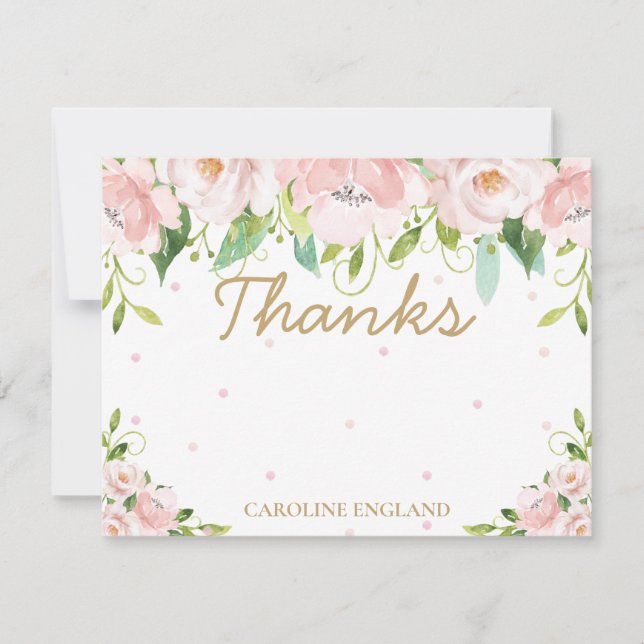 Chic Elegant Blush Pink Floral Flowers Note Card (Front)