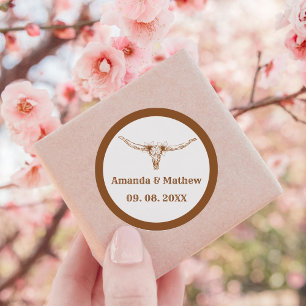 Chic & Elegant  Boho Western Cowboy Wedding  Classic Round Sticker