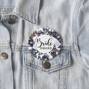 Chic Elegant BRIDE SQUAD Diamond Script 7.5 Cm Round Badge