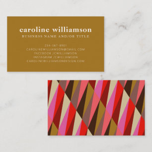 Chic Elegant Bright Gold Pink and Brown Business Card