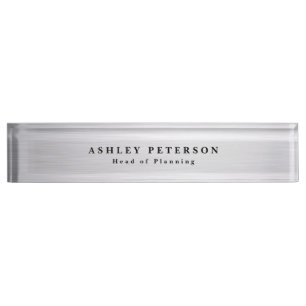 Chic Elegant Brushed Steel Nameplate