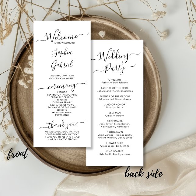 Chic Elegant Calligraphy Script Wedding Ceremony Programme (Creator Uploaded)