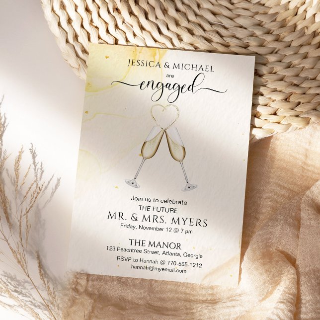 Chic Elegant Champagne Gold Heart Engagment Party (Creator Uploaded)