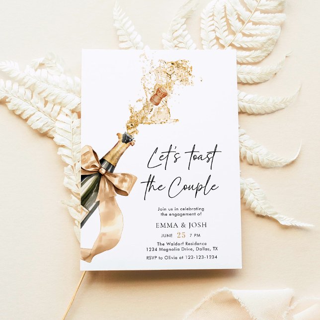 Chic Elegant Champagne Toast Gold Engagement Party Invitation (Creator Uploaded)