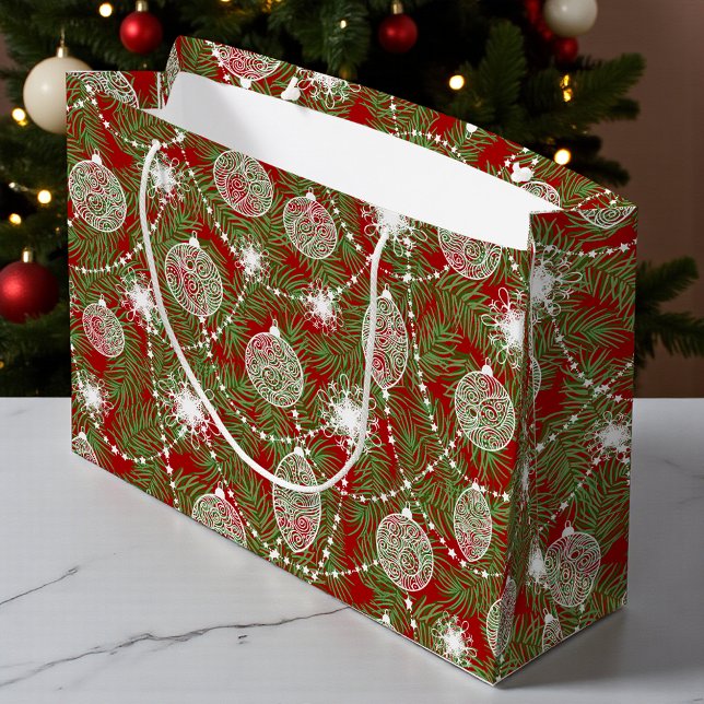 Chic Elegant Christmas Holiday Tree Decorations Large Gift Bag (Creator Uploaded)