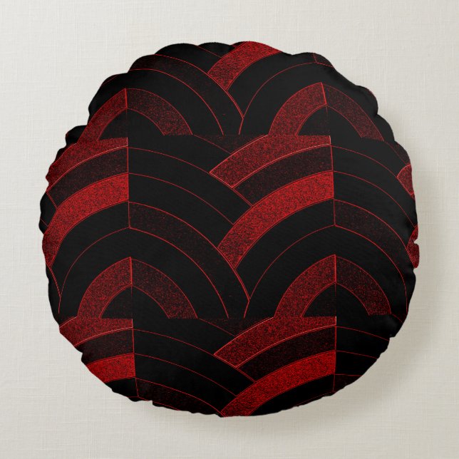 chic elegant contemporary chevron round cushion (Front)