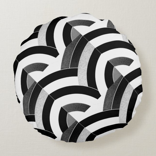 chic elegant contemporary chevron round cushion (Back)