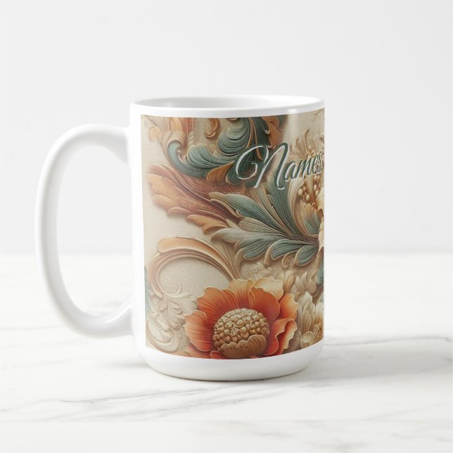 Chic,Elegant Creams & leather flower texture look Coffee Mug (Left)