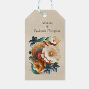 Chic, Elegant Creams & leather flower texture look Gift Tags