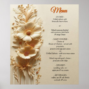 Chic, Elegant Creams & leather flower texture look Poster