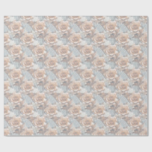 Chic,Elegant Creams & leather flower texture look Wrapping Paper