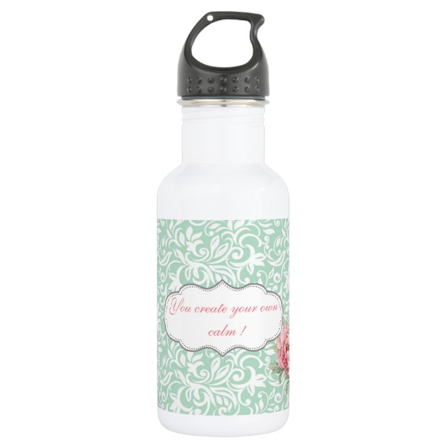 Chic Elegant  Damask, Roses,Motivational Message 532 Ml Water Bottle (Front)