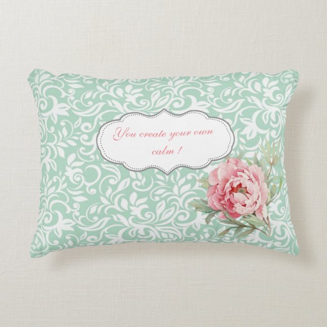 Chic Elegant  Damask, Roses,Motivational Message Decorative Cushion (Front)