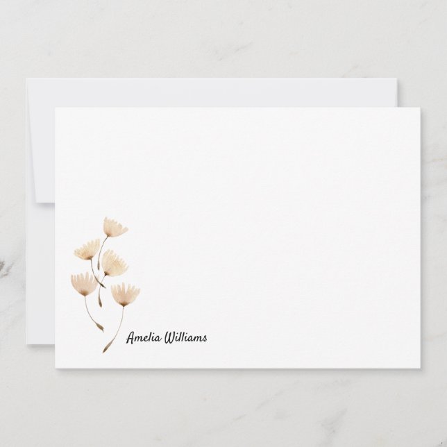 Chic Elegant Dandelion Floral Name Script Cute Card (Front)