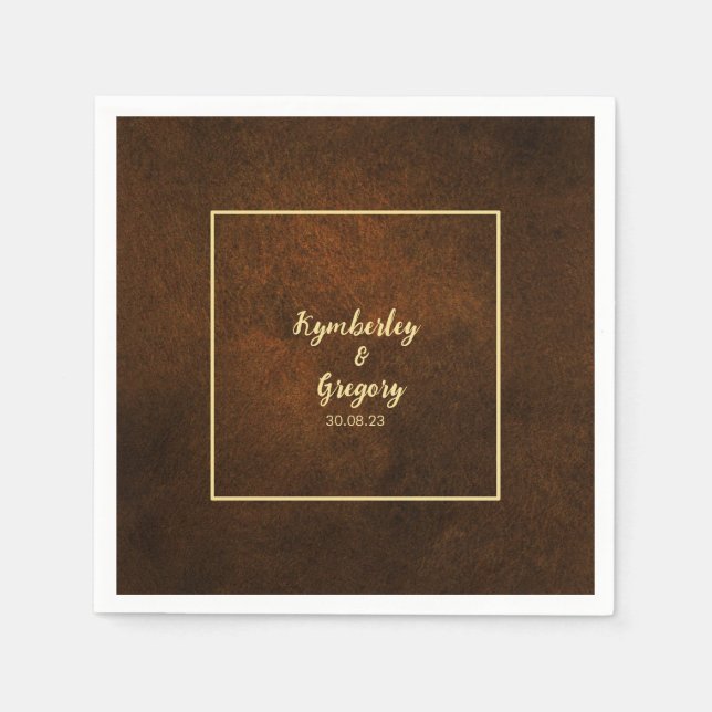 Chic Elegant Dark Brown Textured Napkin (Front)