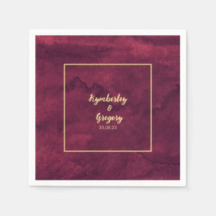 Chic Elegant Dark Burgundy Watercolor Style Napkin