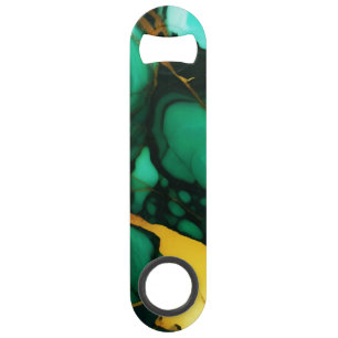 Chic Elegant dark green golden yellow Faux Marble