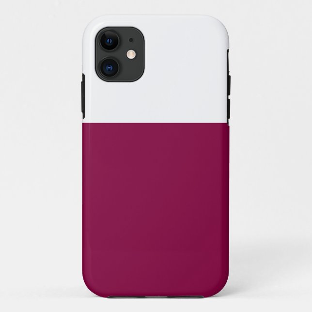 Chic Elegant Deep Cranberry Red White Colour Block Case-Mate iPhone Case (Back)