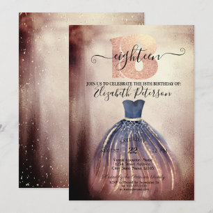 Chic Elegant Dress 18th Birthday Party Invitation