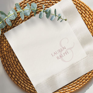 Chic & Elegant Dusty Pink Rose Script Wedding  Napkin