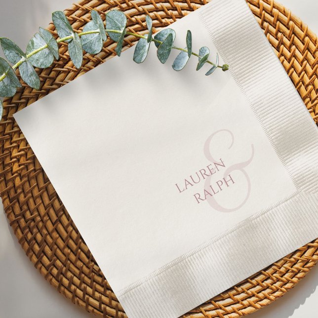 Chic & Elegant Dusty Pink Rose Script Wedding  Napkin (Creator Uploaded)