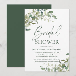 Chic Elegant Eucalyptus Greenery Bridal Shower  Invitation