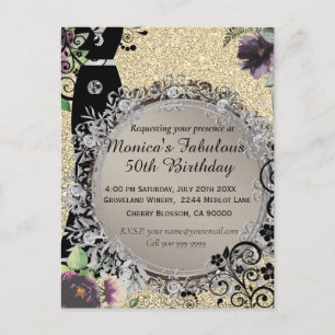 Chic Elegant Fabulous 50th Birthday Postcard